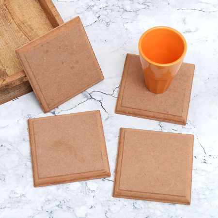 Modern Brown Tea Wooden Coasters - Pack of 4